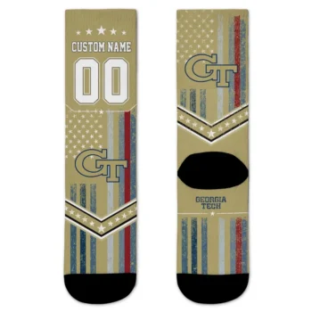 Georgia Tech Yellow Jackets Socks Customized Star Stripes Gold White Best Selling