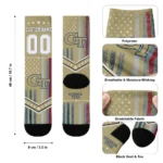 Georgia Tech Yellow Jackets Socks Customized Star Stripes Gold White Best Selling