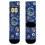 Golden State Warriors Socks Custom Scattered Icons Blue Best Selling