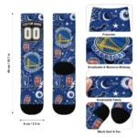 Golden State Warriors Socks Custom Scattered Icons Blue Best Selling