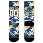 Golden State Warriors Socks Custom Woodland Camo Blue Best Selling