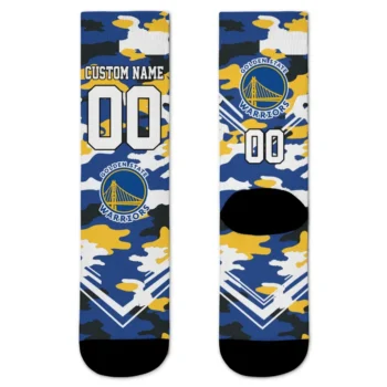 Golden State Warriors Socks Custom Woodland Camo Blue Best Selling
