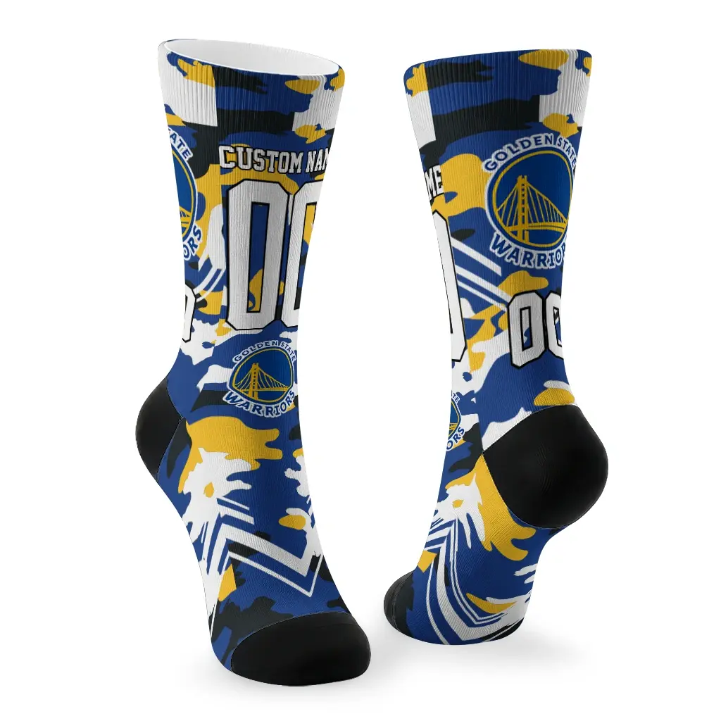 Golden State Warriors Socks Custom Woodland Camo Blue Fashion Forward Golden State Warriors Socks Custom Woodland Camo Blue Fashion Forward