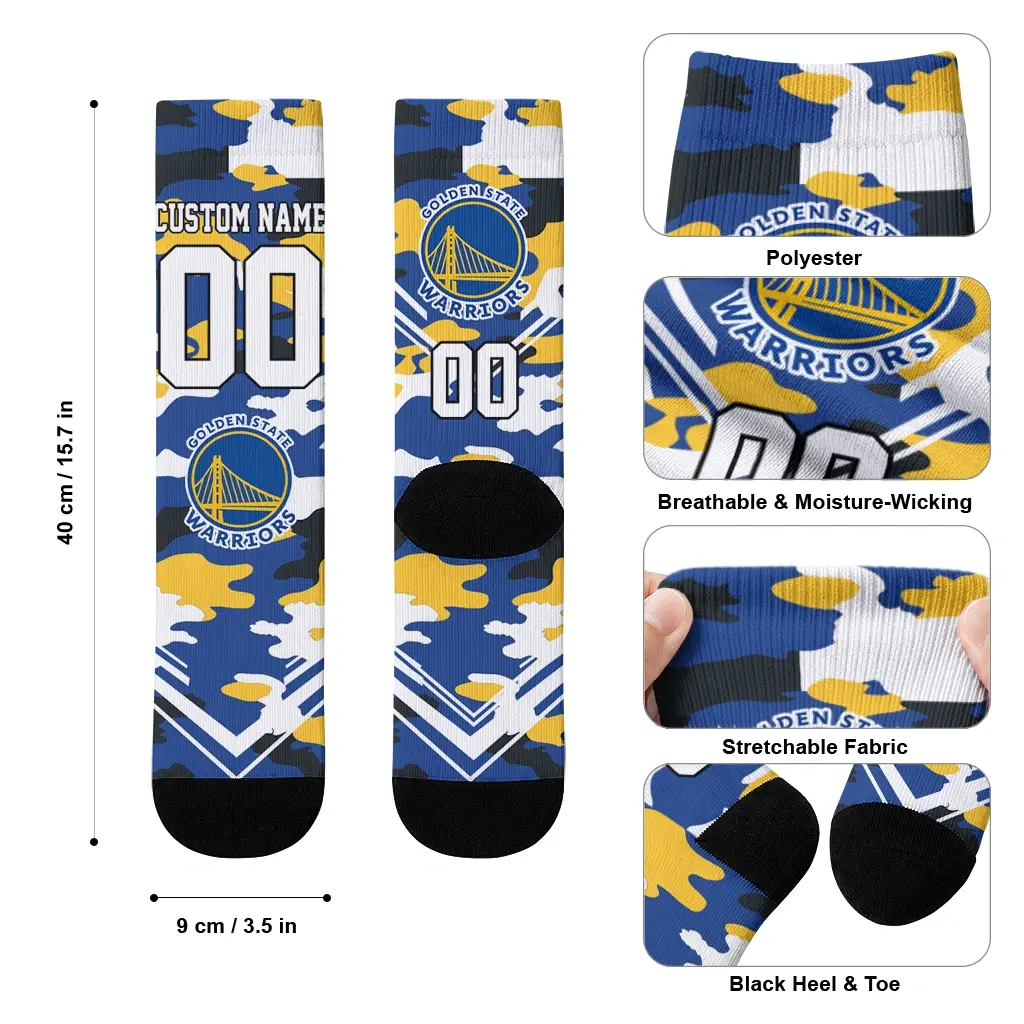 Golden State Warriors Socks Custom Woodland Camo Blue High Quality Golden State Warriors Socks Custom Woodland Camo Blue High Quality