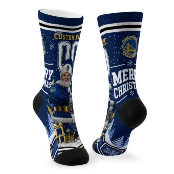 Golden State Warriors Socks Customized Snowy Scene Blue White Fashion Forward