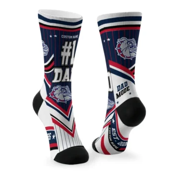 Gonzaga Bulldogs Socks Custom Pinstripe Chevron Blue White Fashion Forward