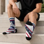Gonzaga Bulldogs Socks Custom Pinstripe Chevron Blue White Best Selling