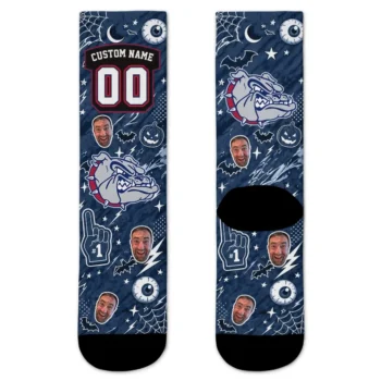 Gonzaga Bulldogs Socks Custom Scattered Icons Blue Best Selling