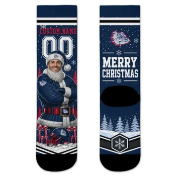 Gonzaga Bulldogs Socks Custom Snowy Scene Blue White Best Selling