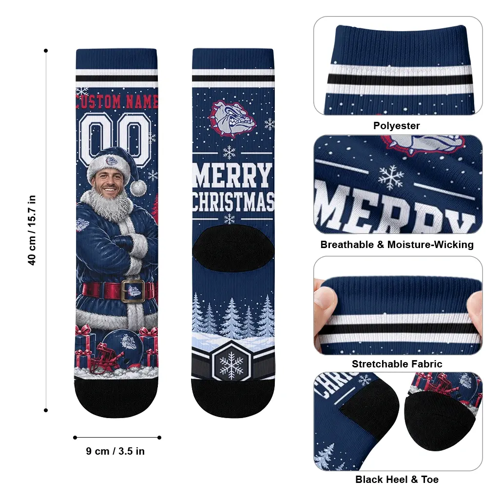 Gonzaga Bulldogs Socks Custom Snowy Scene Blue White High Quality Gonzaga Bulldogs Socks Custom Snowy Scene Blue White High Quality