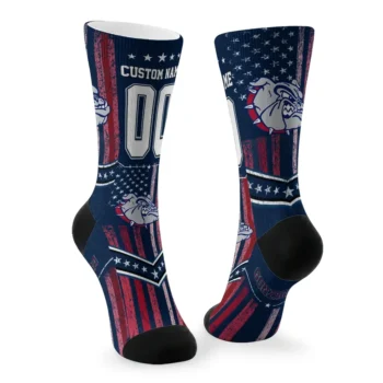 Gonzaga Bulldogs Socks Custom Star Stripes Blue White Fashion Forward