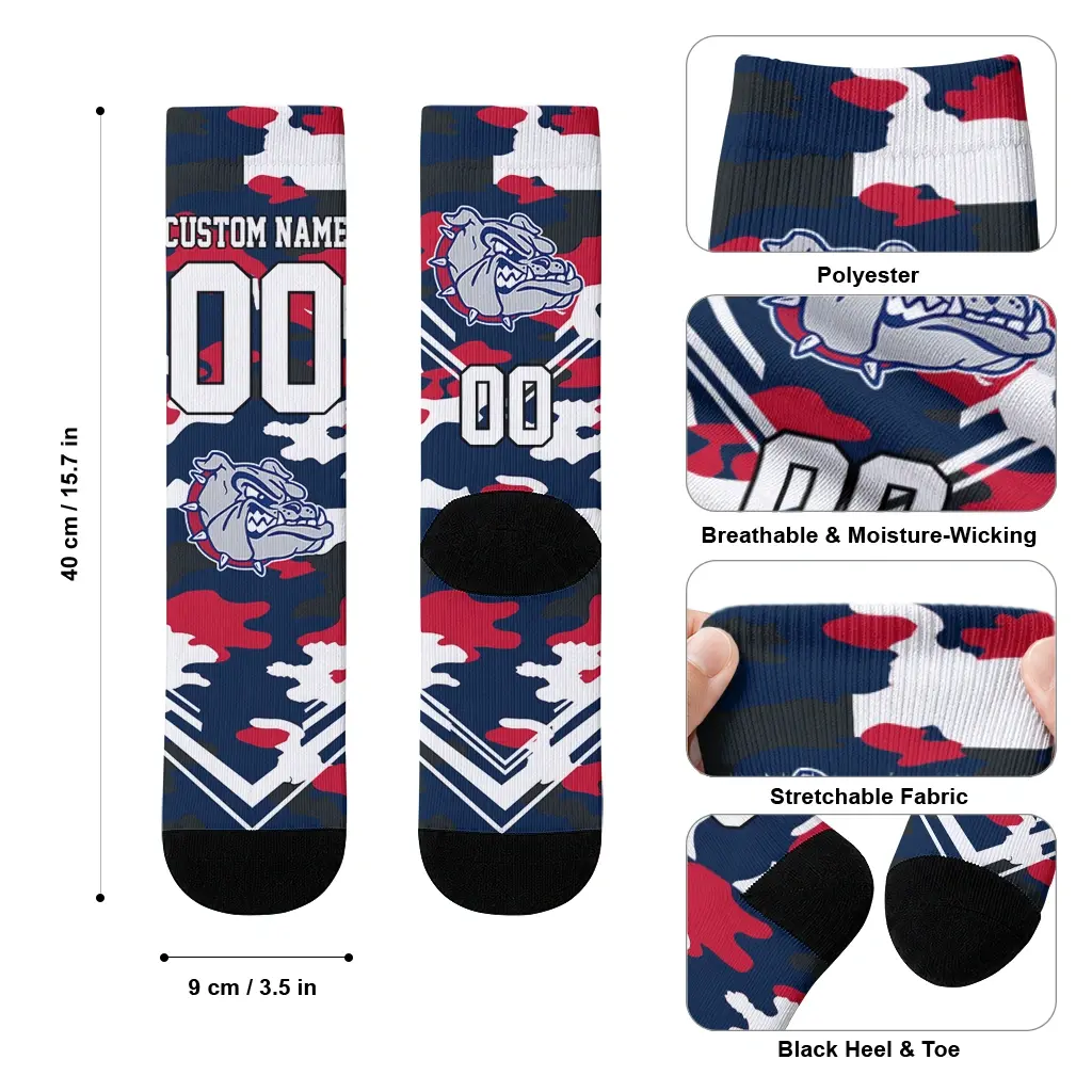 Gonzaga Bulldogs Socks Custom Woodland Camo Blue High Quality Gonzaga Bulldogs Socks Custom Woodland Camo Blue High Quality