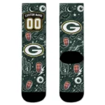Green Bay Packers Socks Custom Scattered Icons Green Best Selling