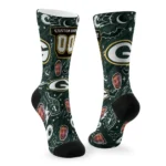 Green Bay Packers Socks Custom Scattered Icons Green Best Selling