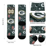 Green Bay Packers Socks Custom Scattered Icons Green Best Selling