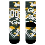 Green Bay Packers Socks Custom Woodland Camo Green Best Selling