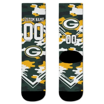 Green Bay Packers Socks Custom Woodland Camo Green Best Selling