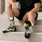 Green Bay Packers Socks Custom Woodland Camo Green Best Selling