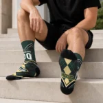 Green Bay Packers Socks Customized Argyle Pattern Green Best Selling