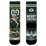 Green Bay Packers Socks Customized Snowy Scene Green White Best Selling