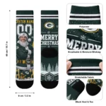 Green Bay Packers Socks Customized Snowy Scene Green White Best Selling