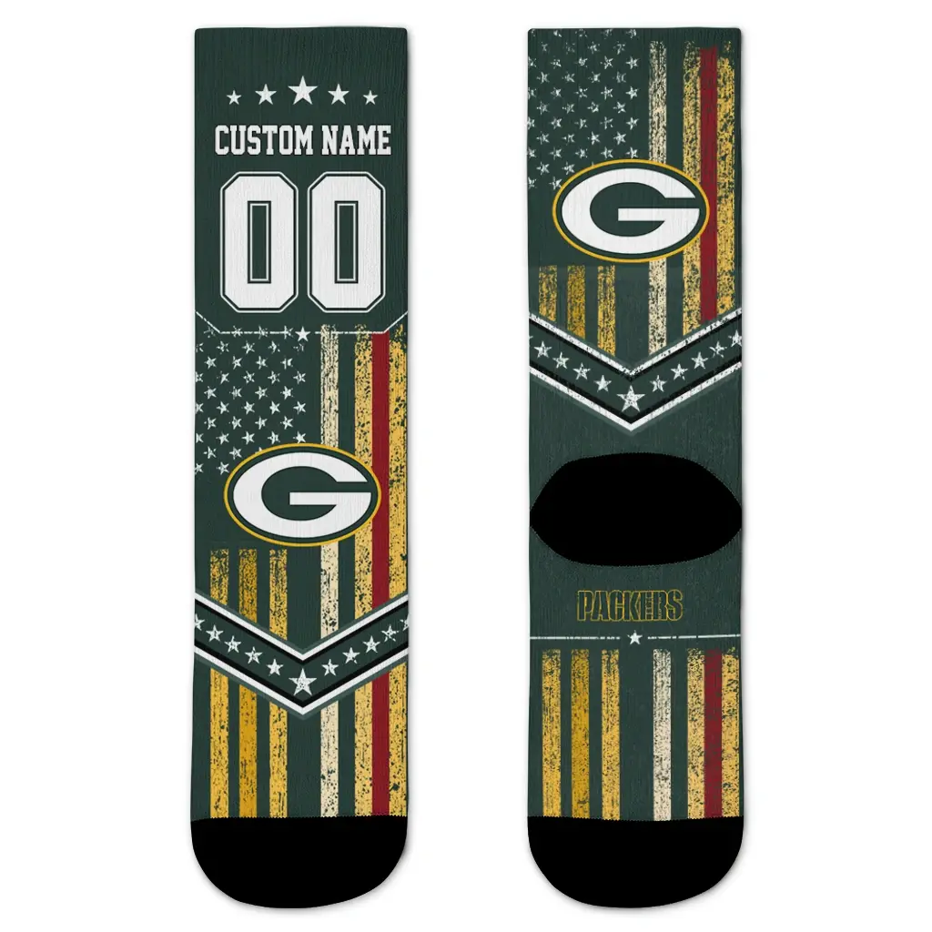 Green Bay Packers Socks Customized Star Stripes Green White Best Selling Green Bay Packers Socks Customized Star Stripes Green White Best Selling