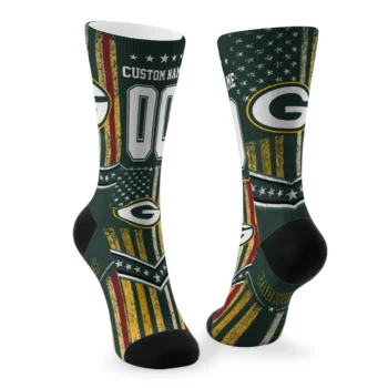 Green Bay Packers Socks Customized Star Stripes Green White Fashion Forward