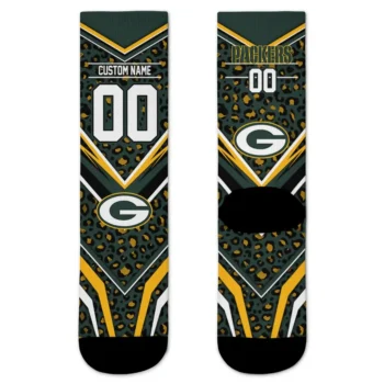 Green Bay Packers Socks Personalized Leopard Print Green Black Best Selling
