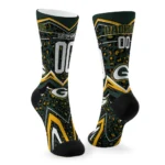 Green Bay Packers Socks Personalized Leopard Print Green Black Best Selling