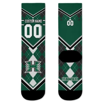 Hawaii Rainbow Warriors Socks Customized Argyle Pattern Green Best Selling
