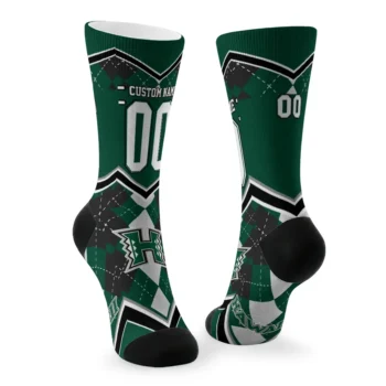 Hawaii Rainbow Warriors Socks Customized Argyle Pattern Green Fashion Forward