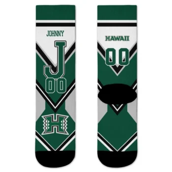 Hawaii Rainbow Warriors Socks Customized Arrow Blocks Green Best Selling