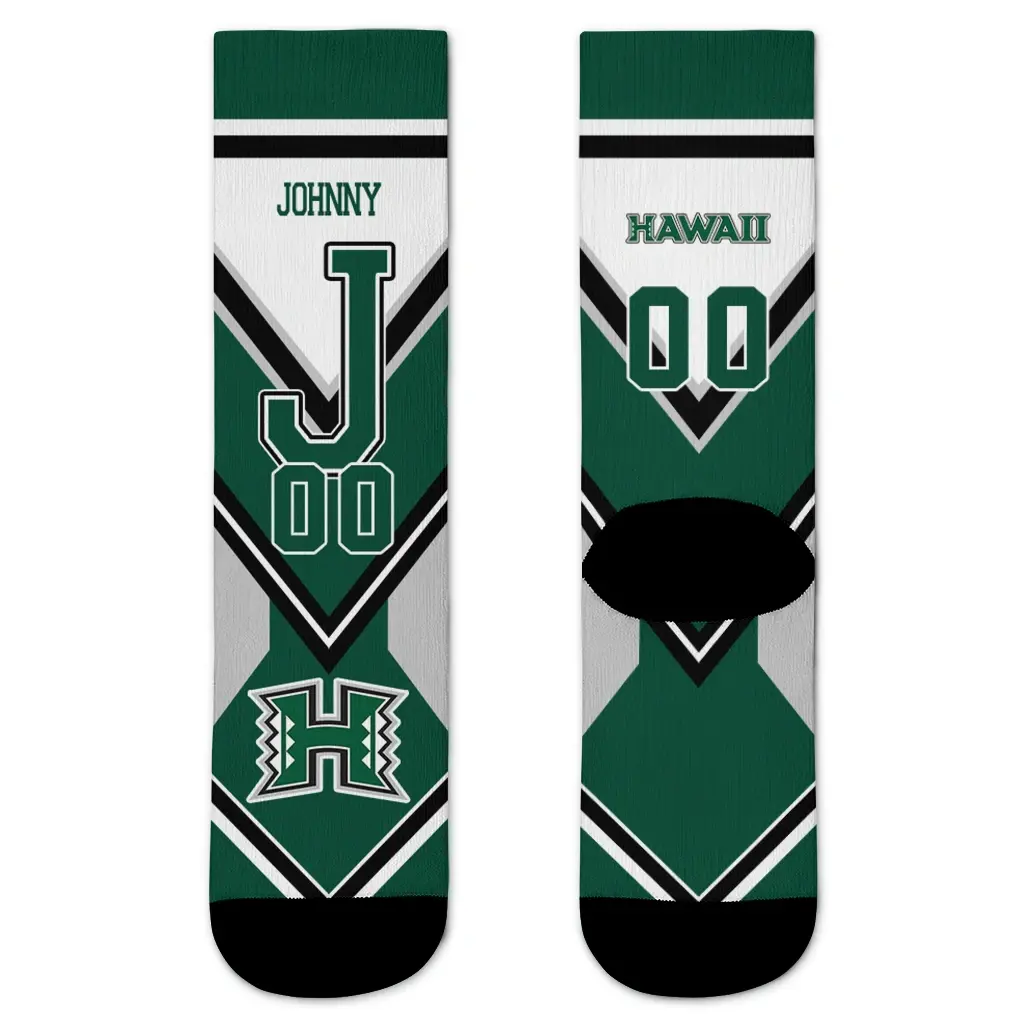 Hawaii Rainbow Warriors Socks Customized Arrow Blocks Green Best Selling Hawaii Rainbow Warriors Socks Customized Arrow Blocks Green Best Selling