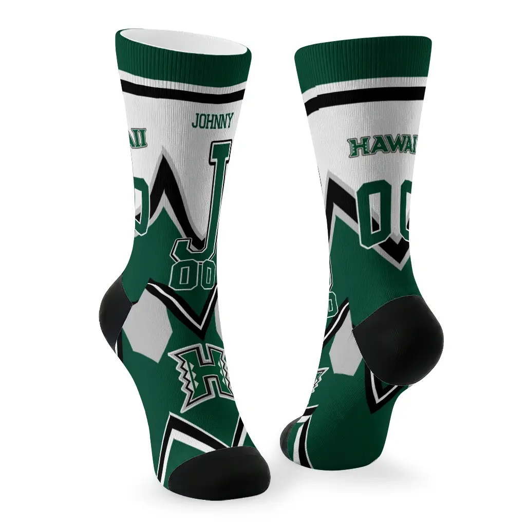 Hawaii Rainbow Warriors Socks Customized Arrow Blocks Green Fashion Forward Hawaii Rainbow Warriors Socks Customized Arrow Blocks Green Fashion Forward