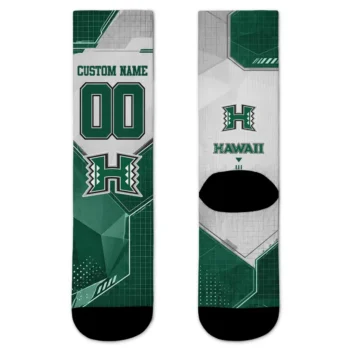 Hawaii Rainbow Warriors Socks Customized Geometric Tech Green Best Selling
