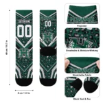 Hawaii Rainbow Warriors Socks Customized Leopard Print Green Black Best Selling