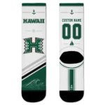 Hawaii Rainbow Warriors Socks Customized Nautical Icons Green White Best Selling
