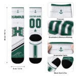Hawaii Rainbow Warriors Socks Customized Nautical Icons Green White Best Selling