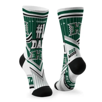 Hawaii Rainbow Warriors Socks Customized Pinstripe Chevron Green White Fashion Forward