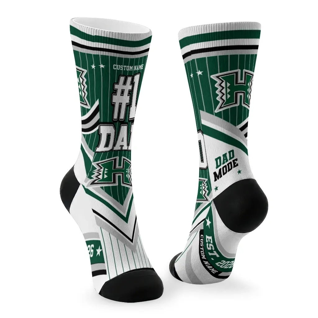 Hawaii Rainbow Warriors Socks Customized Pinstripe Chevron Green White Fashion Forward Hawaii Rainbow Warriors Socks Customized Pinstripe Chevron Green White Fashion Forward