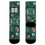 Hawaii Rainbow Warriors Socks Customized Scattered Icons Green Best Selling