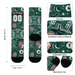 Hawaii Rainbow Warriors Socks Customized Scattered Icons Green Best Selling