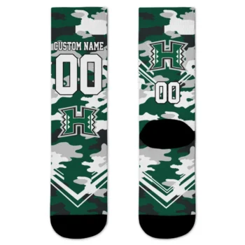 Hawaii Rainbow Warriors Socks Customized Woodland Camo Green Best Selling