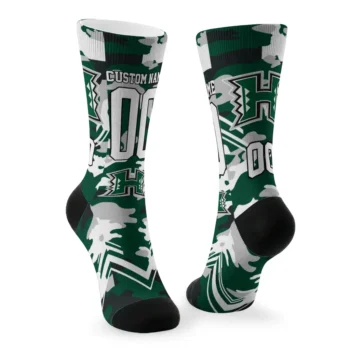 Hawaii Rainbow Warriors Socks Customized Woodland Camo Green Fashion Forward