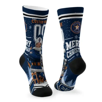 Houston Astros Socks Custom Snowy Scene Blue White Fashion Forward