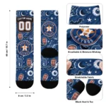 Houston Astros Socks Personalized Scattered Icons Blue Best Selling