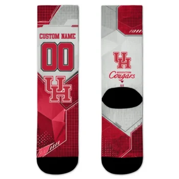 Houston Cougars Socks Personalized Geometric Tech Red Best Selling