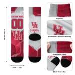 Houston Cougars Socks Personalized Geometric Tech Red Best Selling