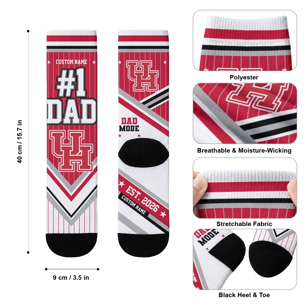 Houston Cougars Socks Personalized Pinstripe Chevron Red White High Quality Houston Cougars Socks Personalized Pinstripe Chevron Red White High Quality