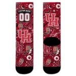 Houston Cougars Socks Personalized Scattered Icons Red Best Selling